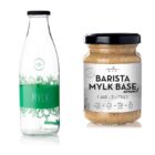 Glass Milk Bottle and Mini Barista Mylk Base in Almond